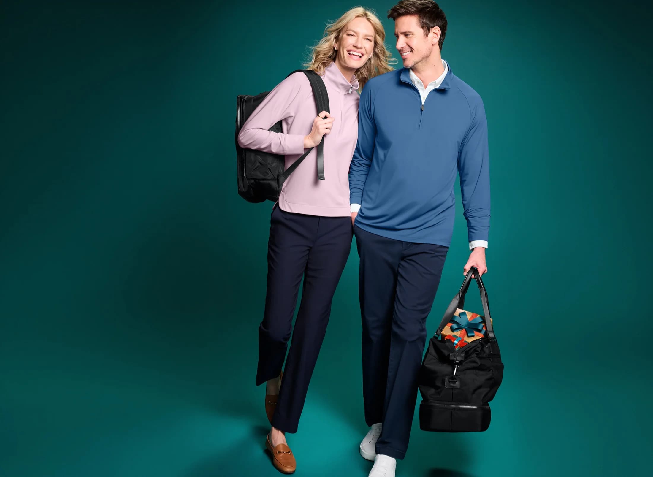 Coworkers wearing coordinated Brooks Brothers workwear